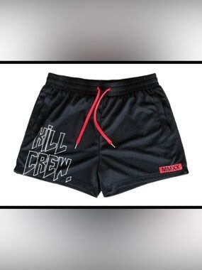 Kill Crew Unisex MUAY THAI SHORTS (MID THIGH CUT) - BLACK